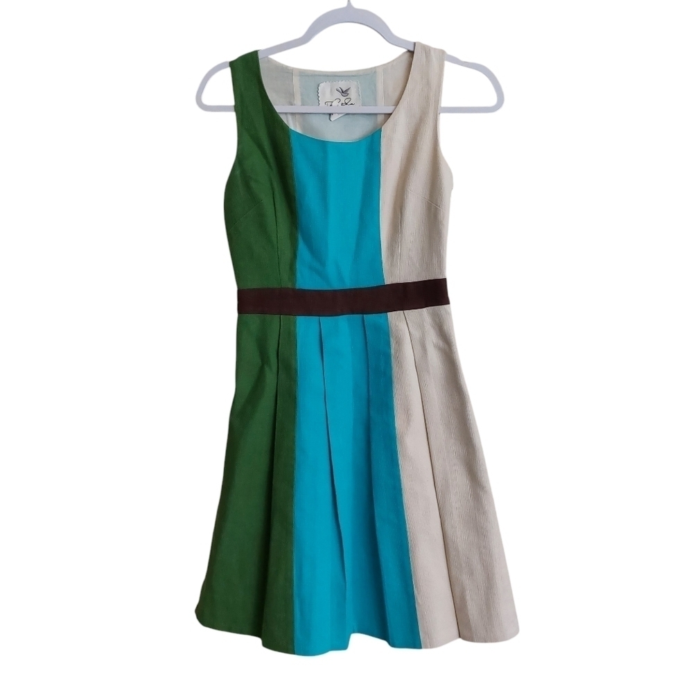 Tabitha Glanz Sleeveless Color Blocked Midi Dress-size 0